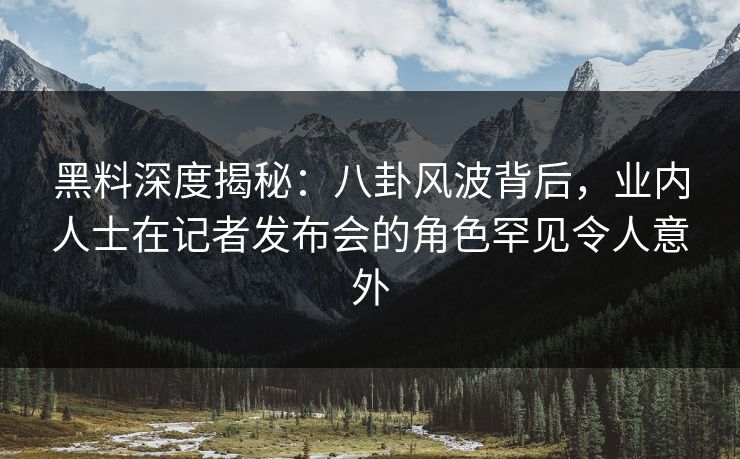黑料深度揭秘：八卦风波背后，业内人士在记者发布会的角色罕见令人意外