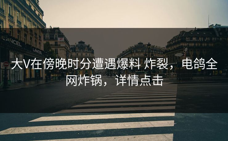 大V在傍晚时分遭遇爆料 炸裂，电鸽全网炸锅，详情点击